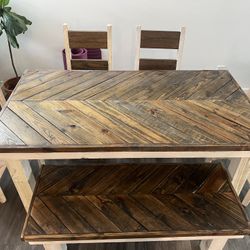 Rustic Kitchen Table w/ Bench And Chairs