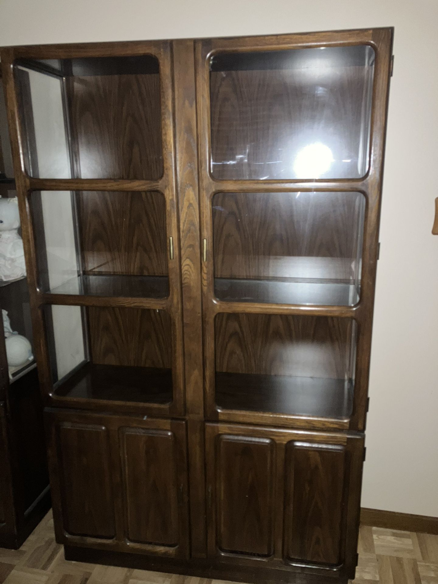 Keller MCM Pecan Display Cabinet