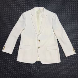 J Crew Thompson Dinner Blazer Coat Slim Fit Ivory Cream Wool Blend Mens 46R NEW