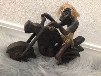 Carved wood motorcyclist-Hawaii