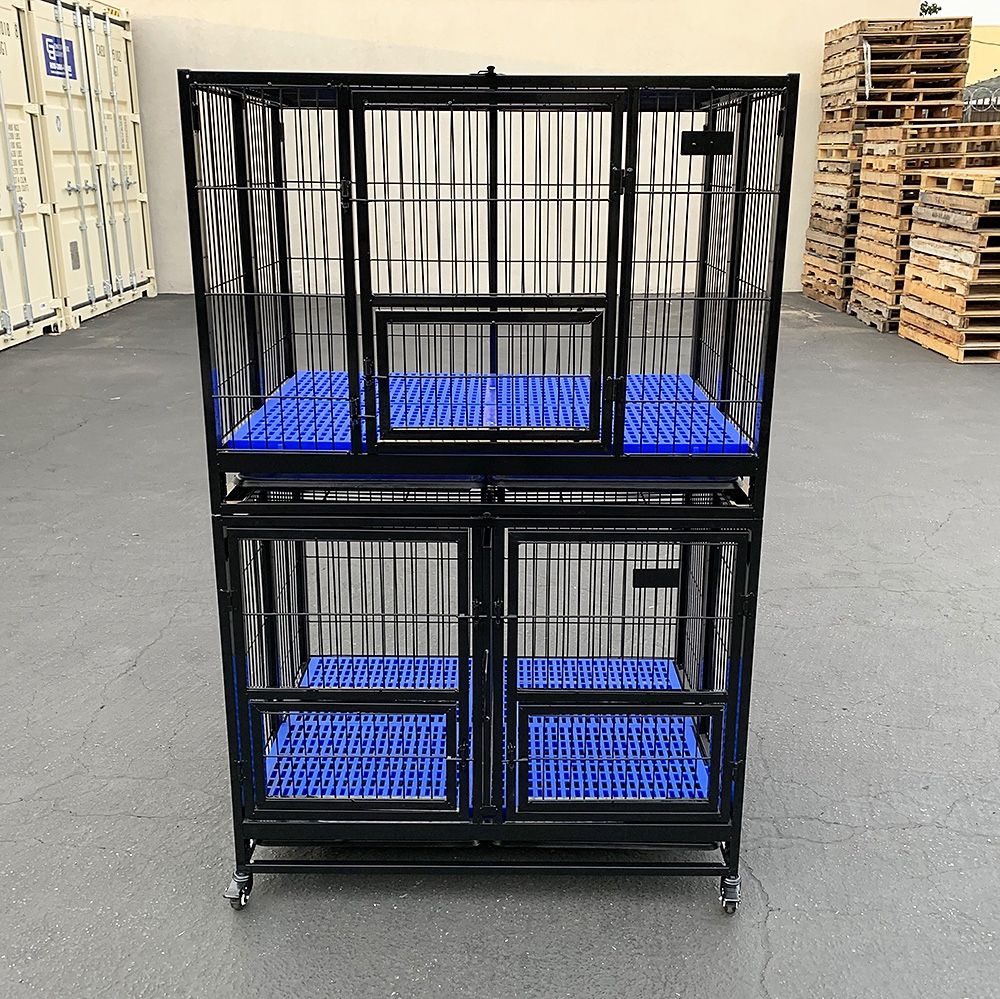 Brand New $370 Set of (2) Stackable Heavy-Duty Dog Cage Crate 41x31x65 inches