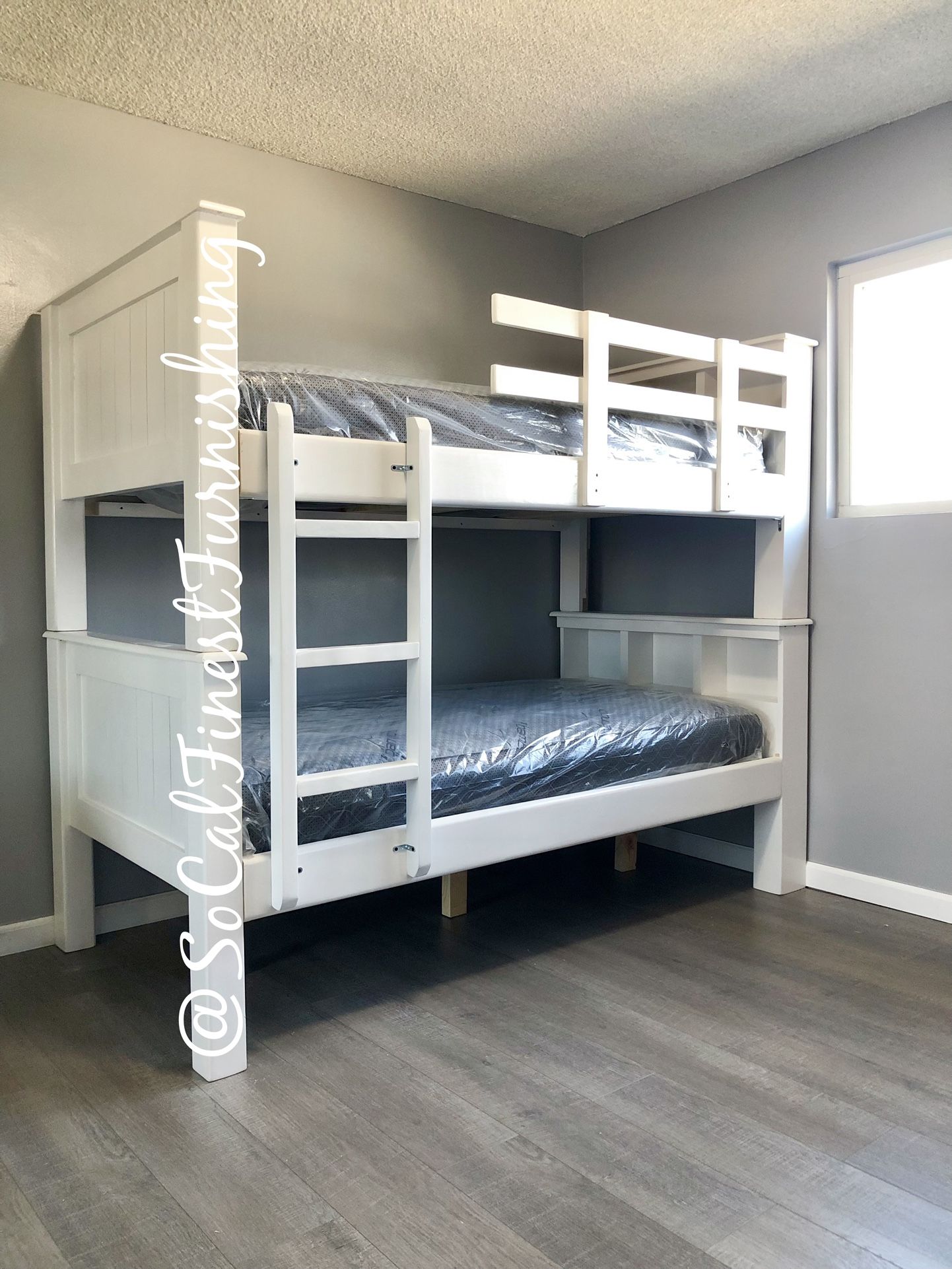 White Twin Bunk Bed With Mattresses