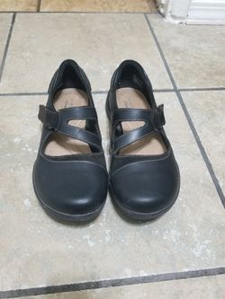 Clarks Women's Size 8.5 Leather Black Flats