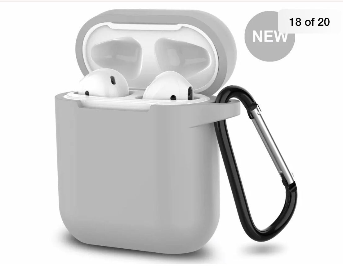 Airpods Silicone Case + Keychain Gray.