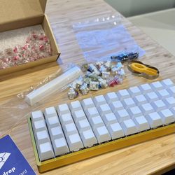 Drop + OLKB Planck V6 Keyboard Kit (High-Pro Yellow) + SA “Ice Cap” Keyset + MX Switch Sampler + Extras