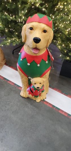 Home Accents Holiday 2.5 ft LED Golden Retriever Puppy Dog Elf Porch Greeter