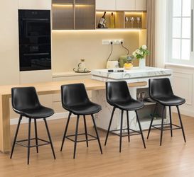 Faux leather modern barstool