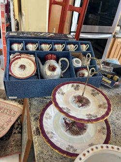 Tea Cup Set And Dessert Platter