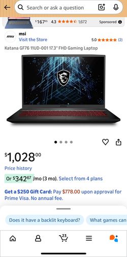MSI Katana GF76 Gaming Laptop