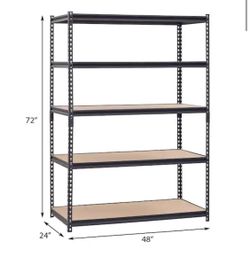 Heavy Duty Steel Garage Storage Shelving Unit in Black (48 in. W x 72 in. H x 24 in. D)