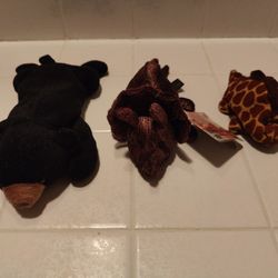Vintage 3 Mini-Stuffed (Beanie-Like) Animals