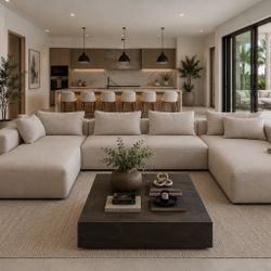 Contemporary 3-Piece Modular Sectional – Like New | Wood Frame | Neutral Performance Fabric 