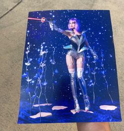 Retro-Futuristic Space Girl Photographic Art Print – Interstellar Raypunk Pin-Up Poster