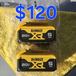 New Dewalt XR 5.0ah Battery Set 20-Volt ($120 For Both Batteries)