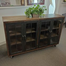 Stylish Trolley with Black Metal Doors & Glass Panels