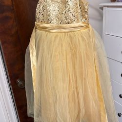Gold Tutu Sequin Sparkle Party Dress Size 10 Girls Very Boutique Designer Couture Style 