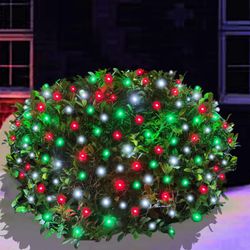 5x5 ft Red White Green Christmas Net Lights, 100 LEDs
