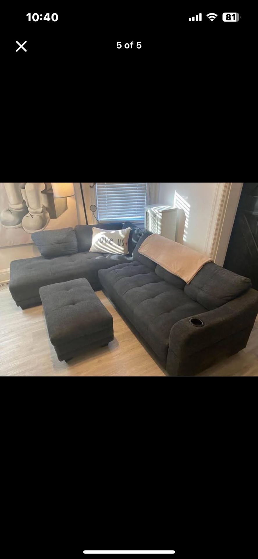 comfortable gray couch