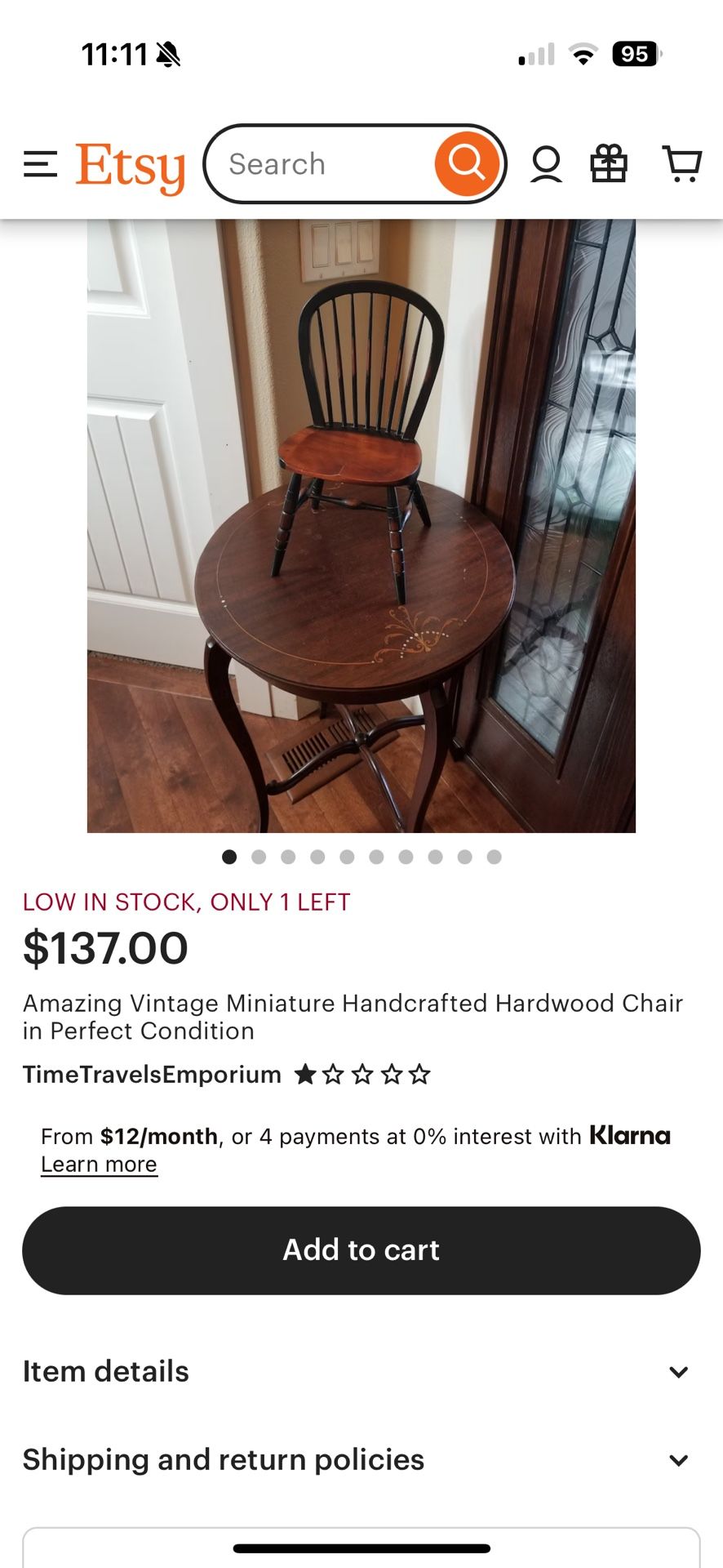 Amazing Vintage Miniature Handcrafted Hardwood Chair