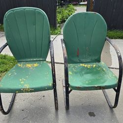 Vintage 1940s/1950s Metal Patio Chairs / Rocker - set Of 2  ($90 for Pair )