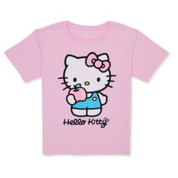 NWT Licensed Sanrio girls pink HELLO KITTY apple crew neck short sleeve XL