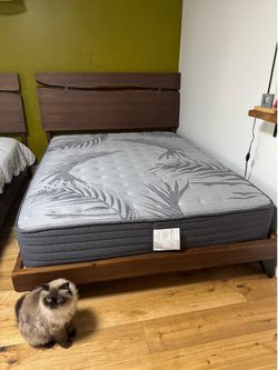 Queen Size wood frame and Sealy queen size mattress