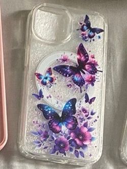 Clear Phone Case with Purple Butterflies