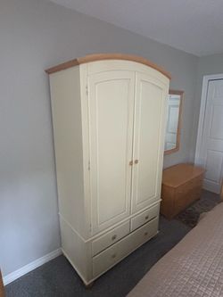 Cream Armoire Wardrobe with Drawers