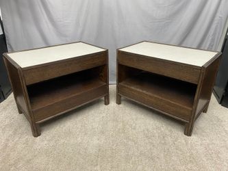 MCGUIRE Vintage White Topped Open 2-Drawer Nightstands (Set of 2)