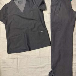 FIGS Scrub Top And Pant - Dark Gray