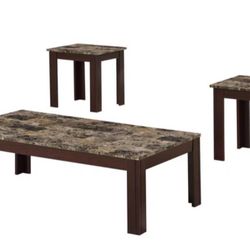 3 PIECE SHINY FAKE MARBLE TABLE SET 