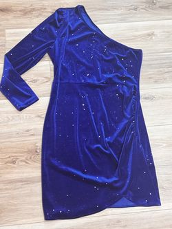 Royal Blue Velvet One-Shoulder Mini Dress