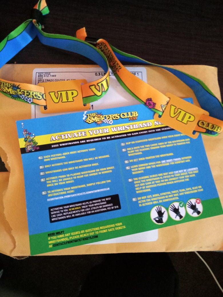 The Smokers Club Festival Vip Wrist Bands