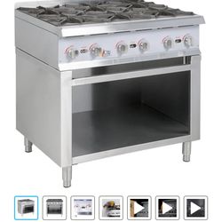 Cooking Performance Group 36RSBNL 6 Burner Gas Range / Hot Plate with Cabinet Base - 132,000 BTU