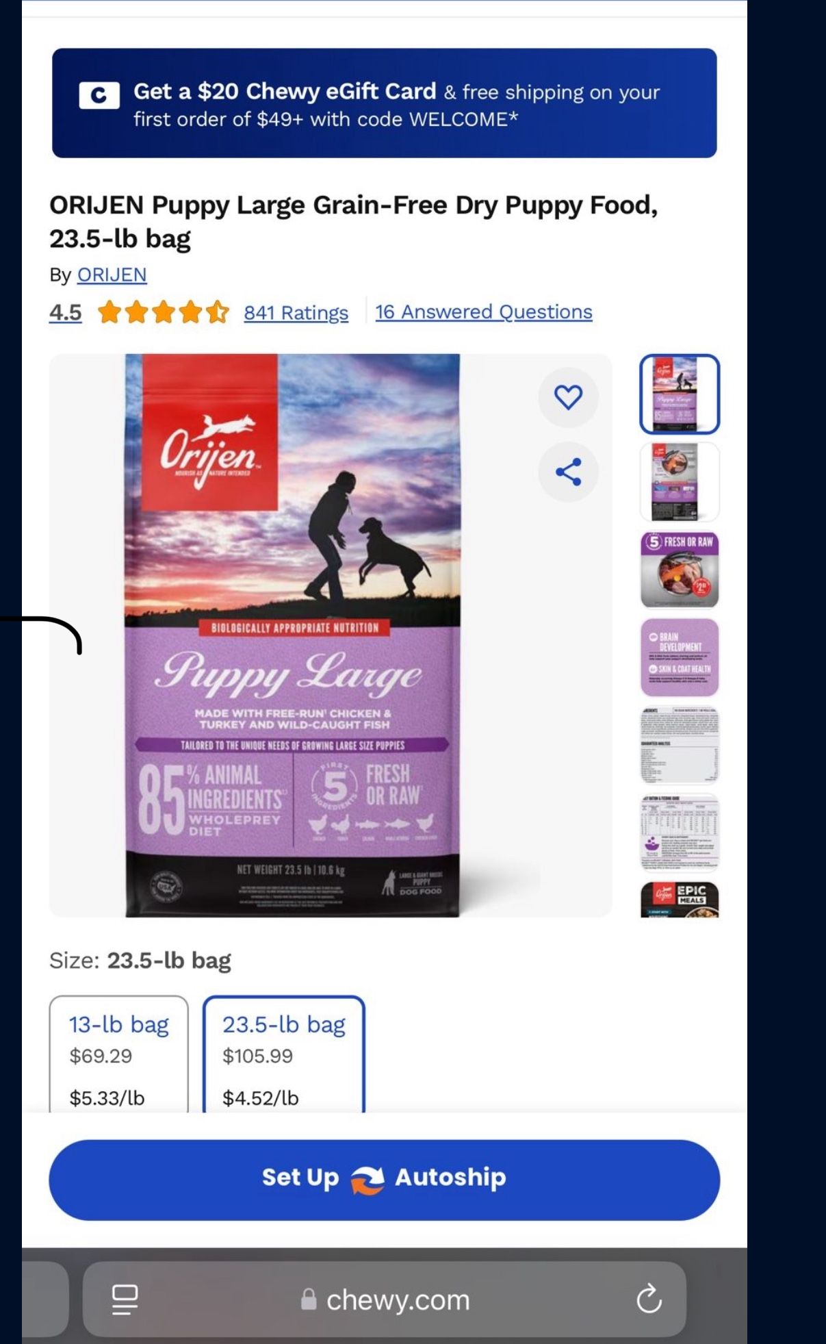 Orijen Puppy Large Dog Food