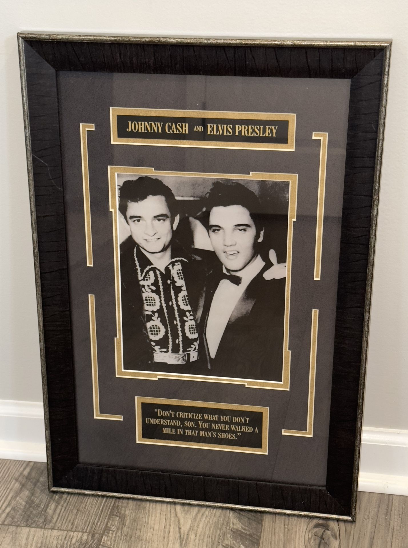 Awesome Framed Photo of Johnny Cash & Elvis Presley With Quote