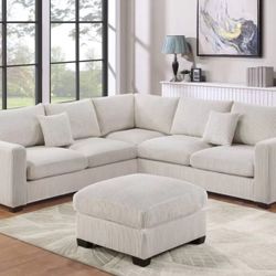 3pc Sectional With Ottoman Set 99”x99”
