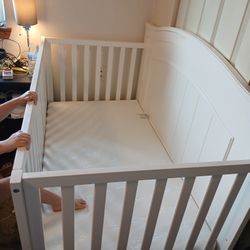 White Crib W/ Mattress