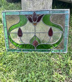Vintage Stained Glass 25”x16.5”