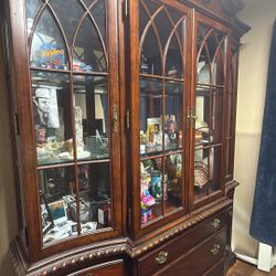 Cherry wood 2 Piece China Cabinet