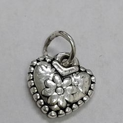 James Avery Sterling Silver Petite Floral Heart Charm