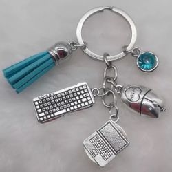 Brand New Office Assistant Secretary Manager Charms Keychain Gift - Blue Tassel 