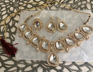 Kundan Necklace RING  AND Earrings Jewelry Set