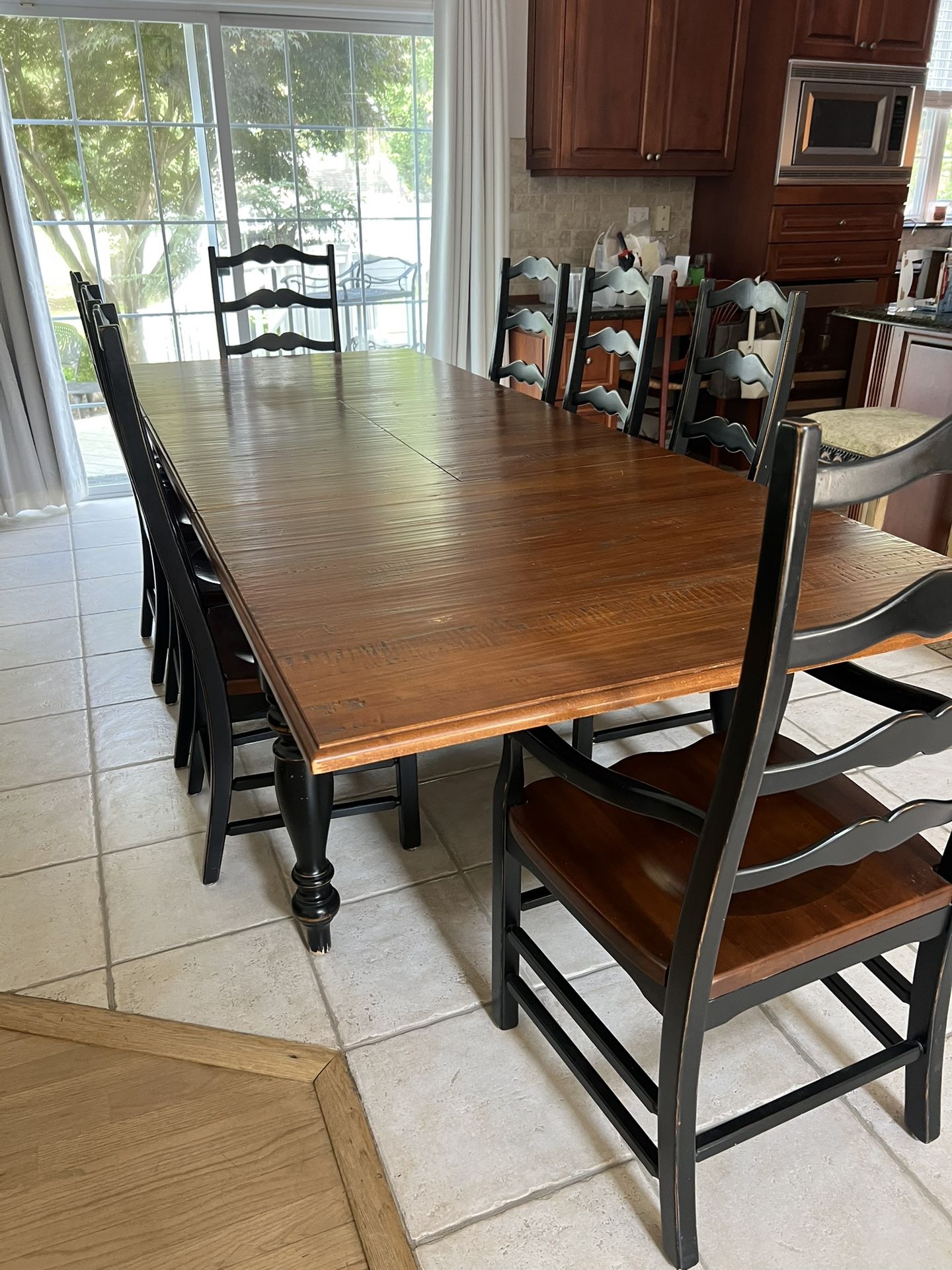 Pier 1 Country Kitchen Rectangular Dining Table & 8 Ladder Back Chairs Moving Must Go ASAP!