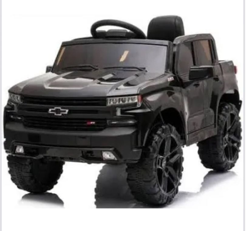 Chevrolet Silverado 12V Powered Ride on Cars for Kids, Remote Control, LED Light, MP3 Player, Electric Ride on Toys Truck for Boys Girls Gifts, Black