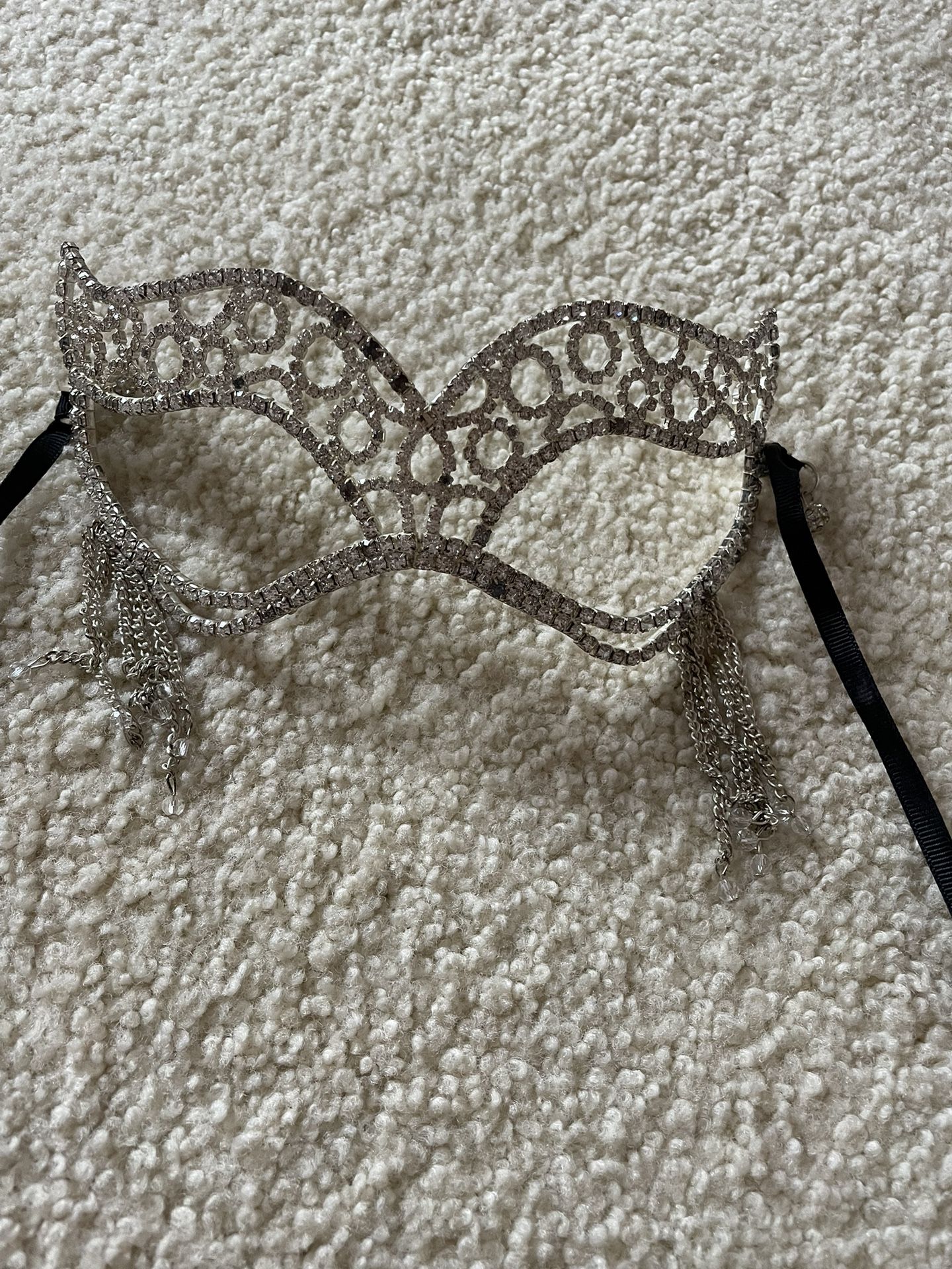 Silver Rhinestone Crystal Cutout Costume Party Prom Masquerade Ball Eye Mask