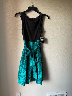 JDH Cocktail Dress Black and Teal Floral