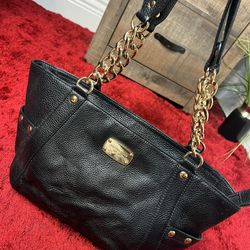 MICHAEL KORS DELANCEY Tote Satchel Shoulder Bag Studded Black Leather Delancy