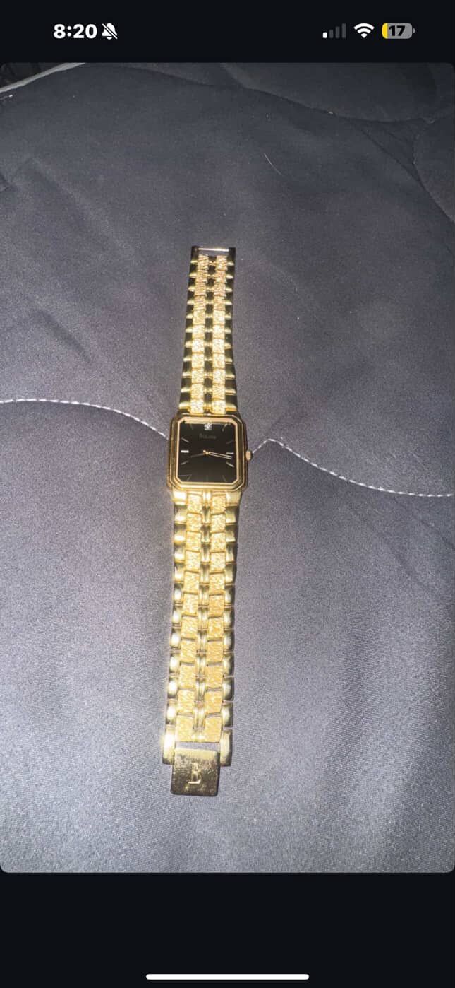 Vintage Bulova 18k Gold Plated Diamond Quarts  Watch