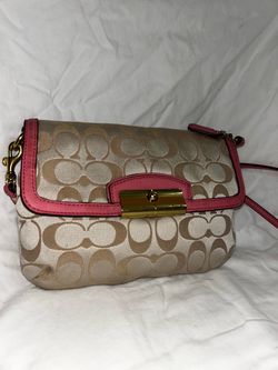 Coach Signature Crossbody Bag Pink Trim